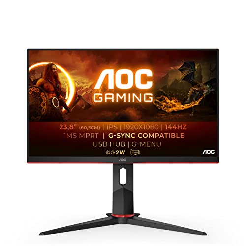 AOC Monitor Gaming 24G2U - 24' FHD, 144 Hz, 1ms, FreeSync Premium (1920x1080, HDMI, DisplayPort, USB Hub)