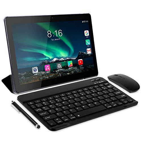 Tablet 10 Pulgadas 8 Core - TOSCiDO Android 10.0,4G LTE Tablets,4GB de RAM y 64 GB,Dobles SIM,GPS,WiFi,Teclado Bluetooth,Ratón,Funda para Tableta y Más Incluidos - Gray