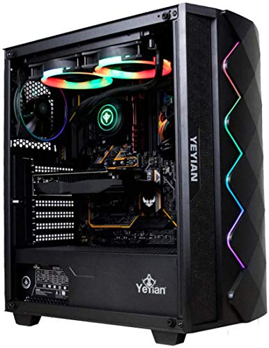 YEYIAN Caja Pc Gaming PC Abyss 2500 , ATX, M-ATX, ITX, EATX, Panel Lateral de Vidrio Templado, Audio HD, 2 USB 3.0 y Audio in, Iluminación ARGB, Incluye 3 Ventiladores ARG 120MM - YGA-49701 (Negro)
