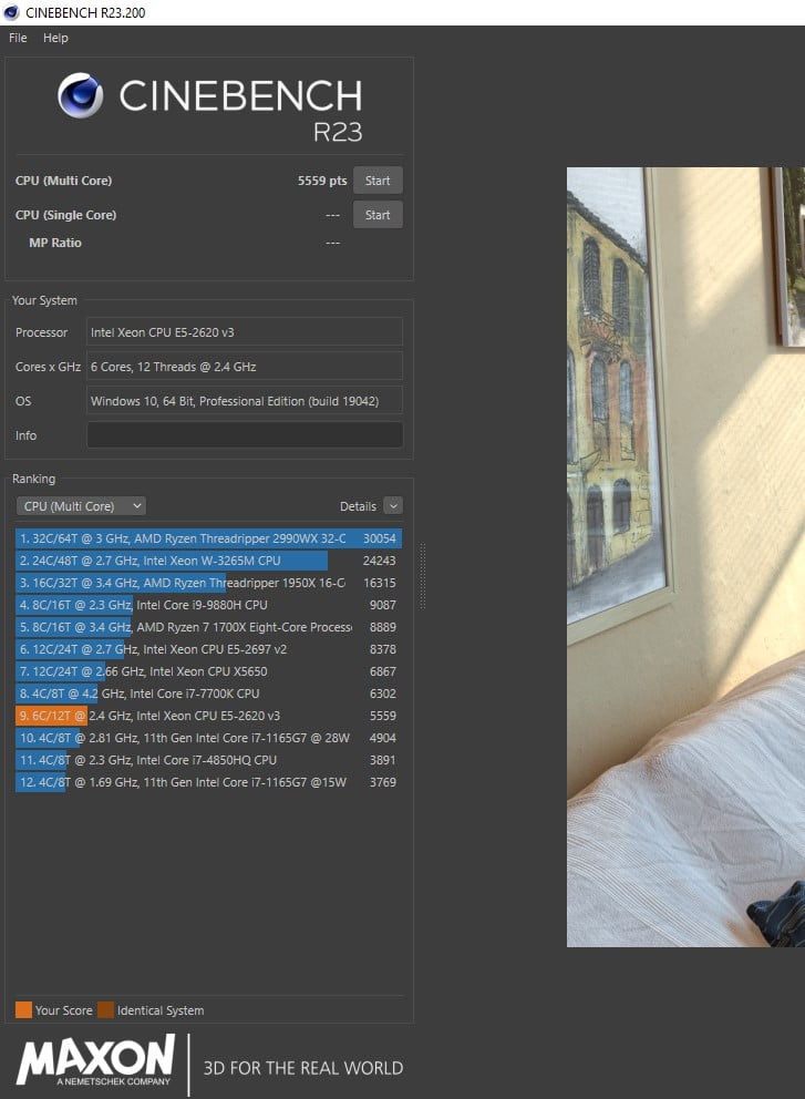 TEST CINEBENCH XEON E5-2620V3