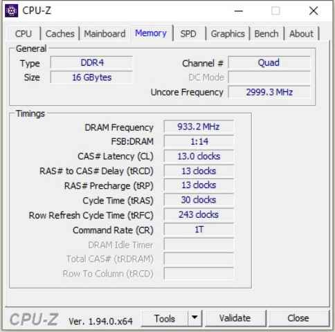 cpu-z pantalla memory
