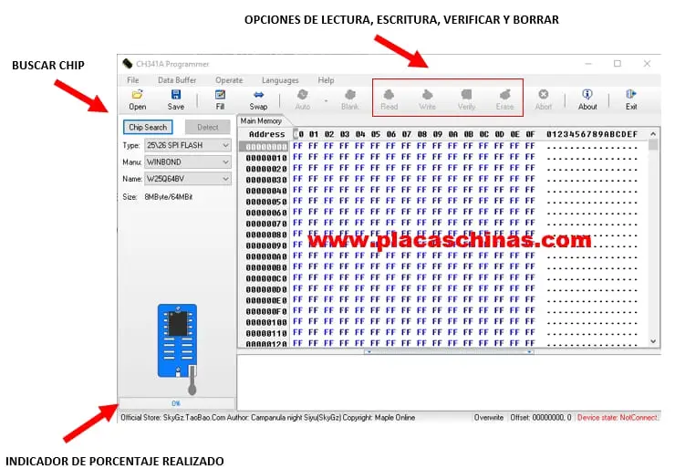 configuracion CH341 Programmer v1.34