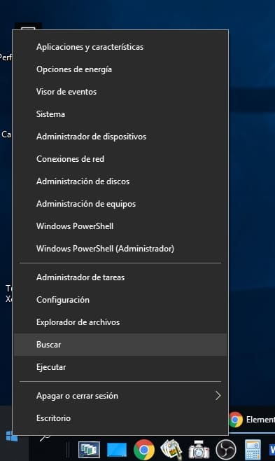 menu inicio windows buscar