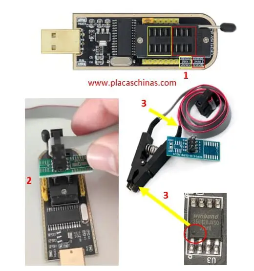 pasos montaje programador flash bios eeprom