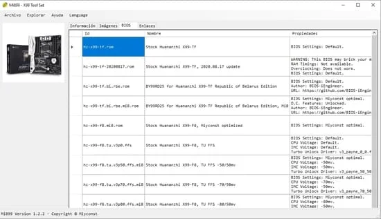 mi899 placa base huananzhi x99 tf versiones bios