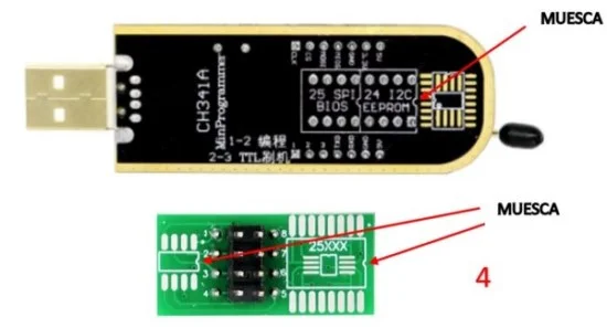 muescas programador usb eprom