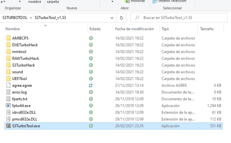 ejecutar S3TurboTool.exe