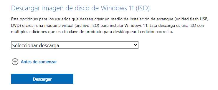 descarga de windows 11 iso