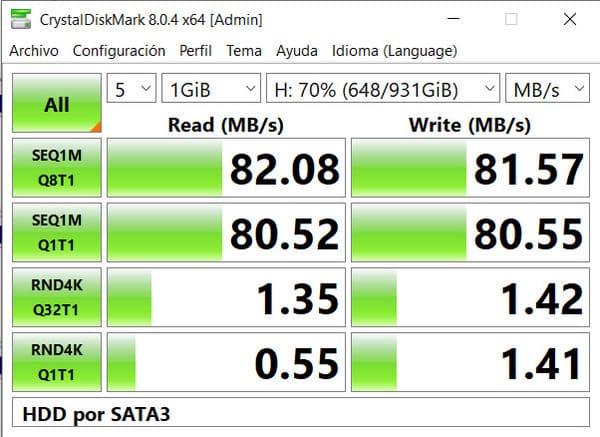 11 crystaldiskmark 82 Mb por segundo