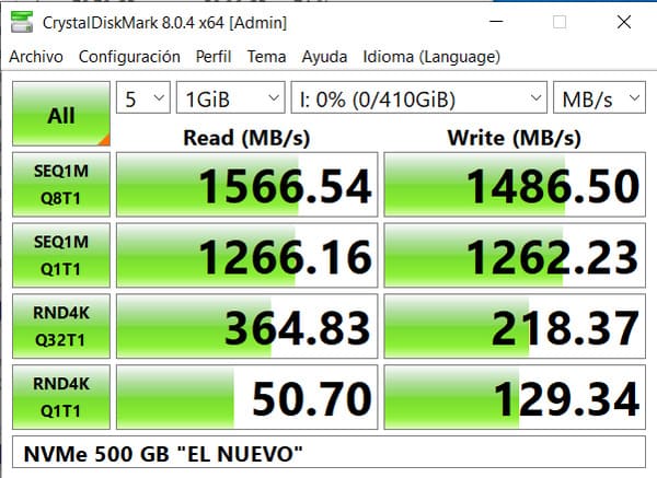 7 crystaldiskmark 1566 Mb por segundo